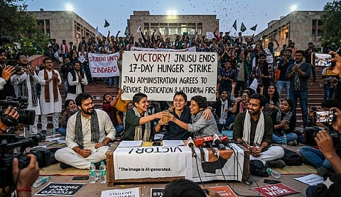 JNUSU ends 17-day hunger strike after JNU agrees to revoke rustication, withdraw FIRs