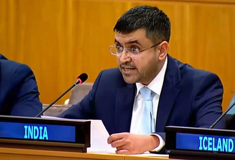 Raghoo Puri, India’s First Secretary, speaks during an interactive dialogue at the UN General Assembly’s Third Committee.