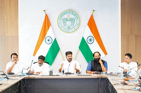 Telangana Chief Minister A. Revanth Reddy along with Cabinet Ministers held a review meeting with state irrigational offiers on Friday.