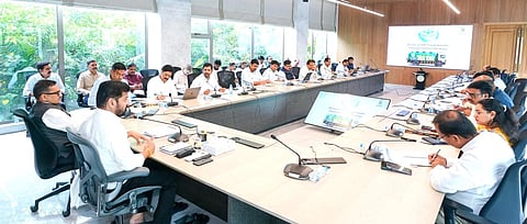 Telangana Chief Minister A Revanth Reddy held a review meeting at the MCR HRD Institute's Bhoomi Pavilion on water supply in Hyderabad.