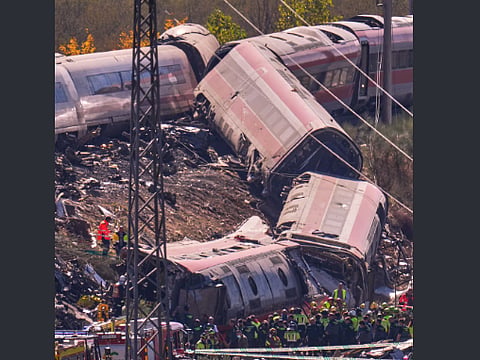 Image of Spain train crash that left hundreds injured.