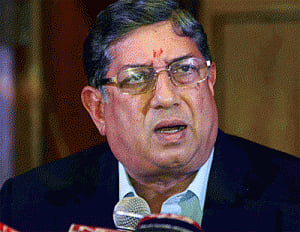 Srinivasan arrives to attend BCCI WC meeting