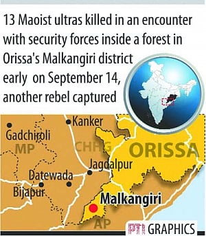 Odisha gun battle: 13 Maoists dead, arms seized