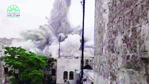 'Huge explosion levels Aleppo hotel'