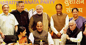BJP leaders meet Modi, Rajnath Singh