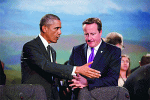 Won't be cowed down by IS: Obama & Cameron