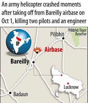 Army helicopter crashes, three officers killed