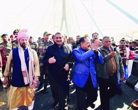 N India's first cable-stayed bridge opens in J&K