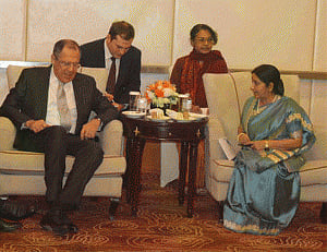Swaraj hold talks with Russian counterpart lavrov