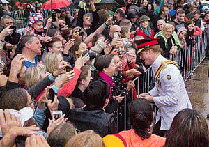 Prince Harry chats and shakes hands with Australian public
