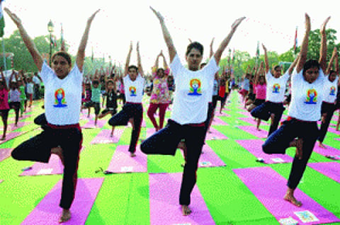 Rajpath decked for Yoga Day