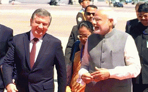 PM arrives in Uzbekistan