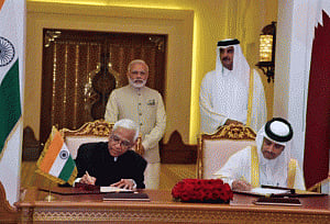 India, Qatar sign 7 agreements; want ties ties beyond trading