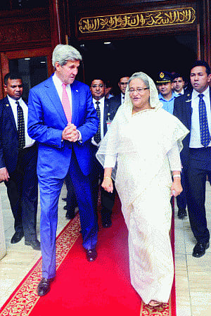 Kerry discusses terrorism with Hasina