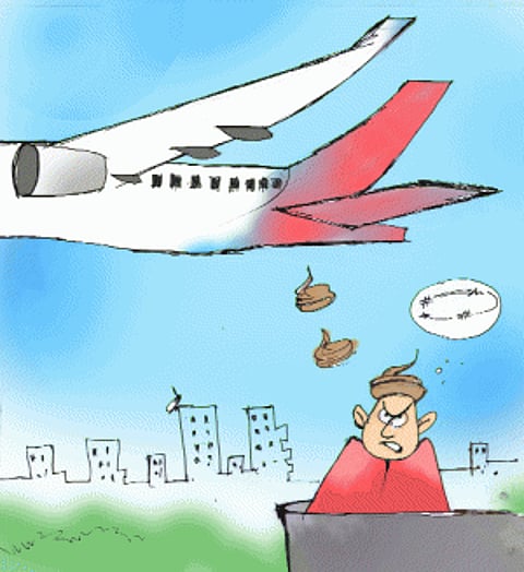Poop hits the roof from sky!