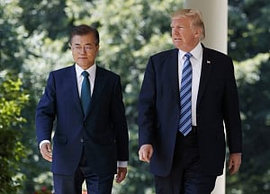 N Korea poses grave and growing threat: Trump and Moon
