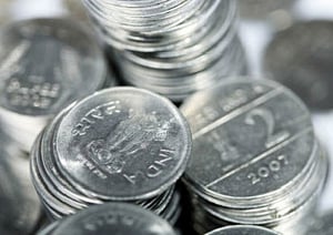 Rupee up 14 paise US dollar in late morning deals