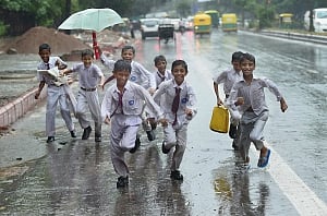 Respite from hot, humid weather pours from sky