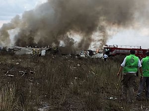 85 injured after Mexican plane crashes at airport in hail storm