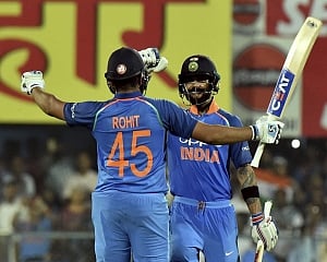 Rohit, Kohli tons ensure easy eight-wicket win for India in 1st ODI