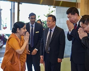 Swaraj meets Laotian counterpart Kommasith; holds bilateral talks