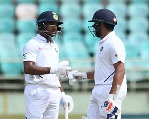 Agarwal hits maiden Test ton, Rohit out for 176 on Day 2 morning