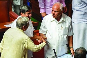 BSY wins Karnataka trust, Speaker quits
