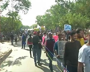 JNU students start protest march, stopped by police