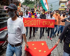 Indian-American community holds 'Boycott China' protest at Times Square in New York
