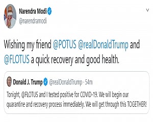 Modi wishes Trump, Melania quick recovery after they test positive for COVID-19