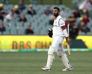 Pink Test: Under pressure India struggle to 107/3 at tea as Pujara falls