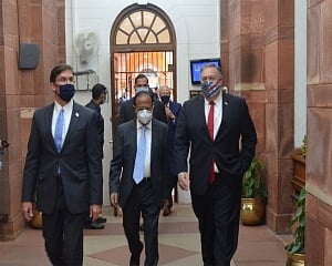 US Secretary of State Mike Pompeo, Defence Secretary Mark Esper meet NSA Doval
