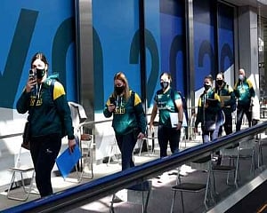 Australian softball team arrives in Japan for Olympic camp