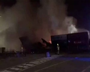 Explosion on at major global port in Dubai causes huge fire