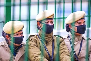 Policewomen at the frontlines
