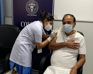 Vice Prez Naidu receives COVID-19 booster shot