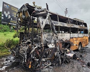 11 dead, 38 injured as bus catches fire after hitting truck in Nashik