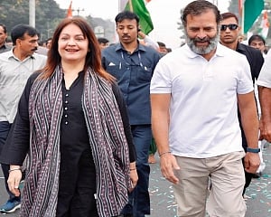 Bharat Jodo Yatra: Actor-filmmaker Pooja Bhatt walks with Rahul Gandhi