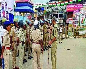 Edgy calm in Shivamogga after Veer Savarkar, Tipu poster row
