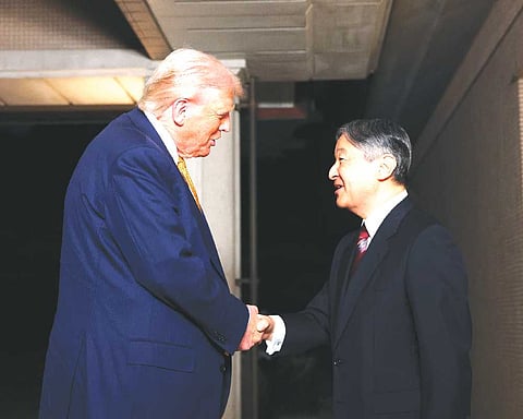 Amid trade tension, Trump arrives in Japan