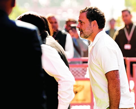 Modi, Shah, Rahul in rare huddle