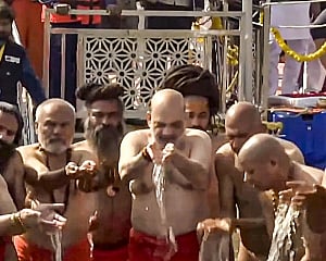 Maha Kumbh: Amit Shah takes dip in Sangam