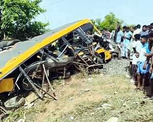 Three school students killed in van-train collision in TN; Railway gatekeeper arrested
