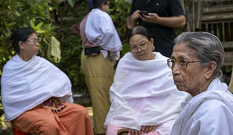 Imphal: Renowned Manipuri singer Chongtham Kamala, mother of musician Chongtham Vikram Singh who was allegedly beaten to death in Delhi, at her residence in Imphal, Tuesday, Sept 8, 2026, NEW DELHI. (PTI Photo)