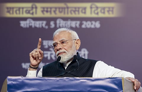 File photo: Prime Minister Narendra Modi addresses the centenary celebrations of Shri Ram College of Commerce in New Delhi. (PMO via PTI Photo), NEW DELHI.