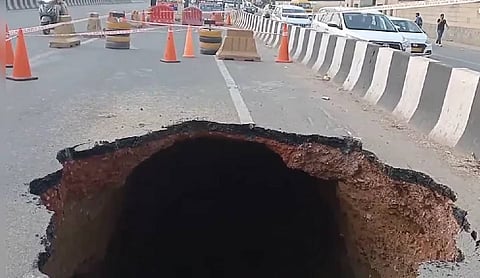 15-foot crater on road as Gurugram's Sohna Expressway collapses again