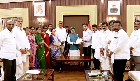 KTR along with other BRS MLAs meet Guv | Source : X/@@BRSparty
