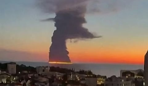 Smoke rises near the Black Sea coast following an attack.