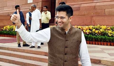 File photo: Raghav Chadha at a meeting in Samarkand, Uzbekistan. (@raghav_chadha/X via PTI Photo)