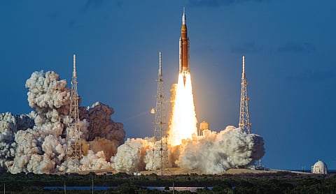 Artemis II astronauts in moon orbit